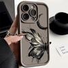 Модный чехол с рисунком луны и бабочки для iPhone 16 Pro Max 15 Plus 14 13 12 Pro 11 TPU мягкий матовый силиконовый противоударный защитный чехол для объектива телефона