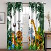 3D Cartoon Animal Tiger Elephant Giraffe Curtains 2 Panel Children's Room Boys Girls Room Living Room Bedroom Decor Curtains