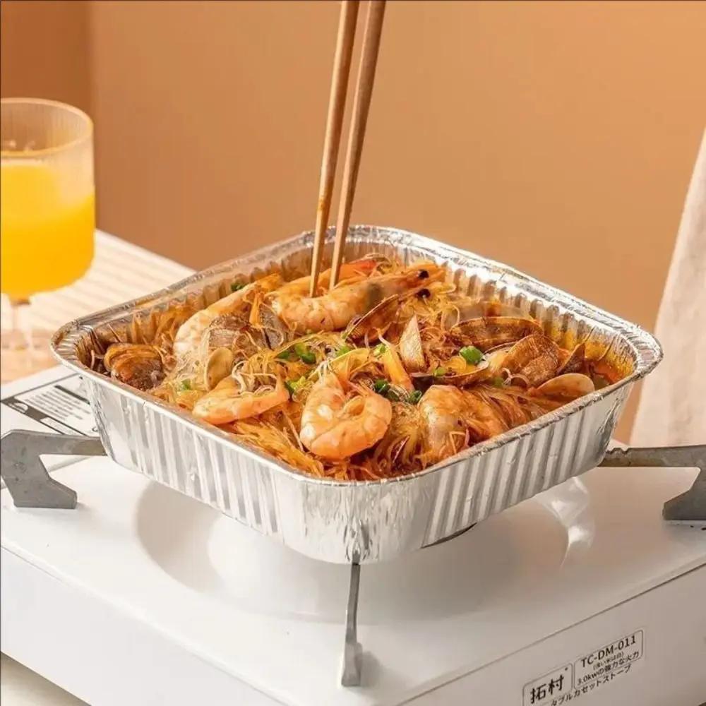 2025 Air Fryer Tin Foil Bowl Household Oven Barbecue Tin Foil Paper Box Thickened Tin Foil Tray