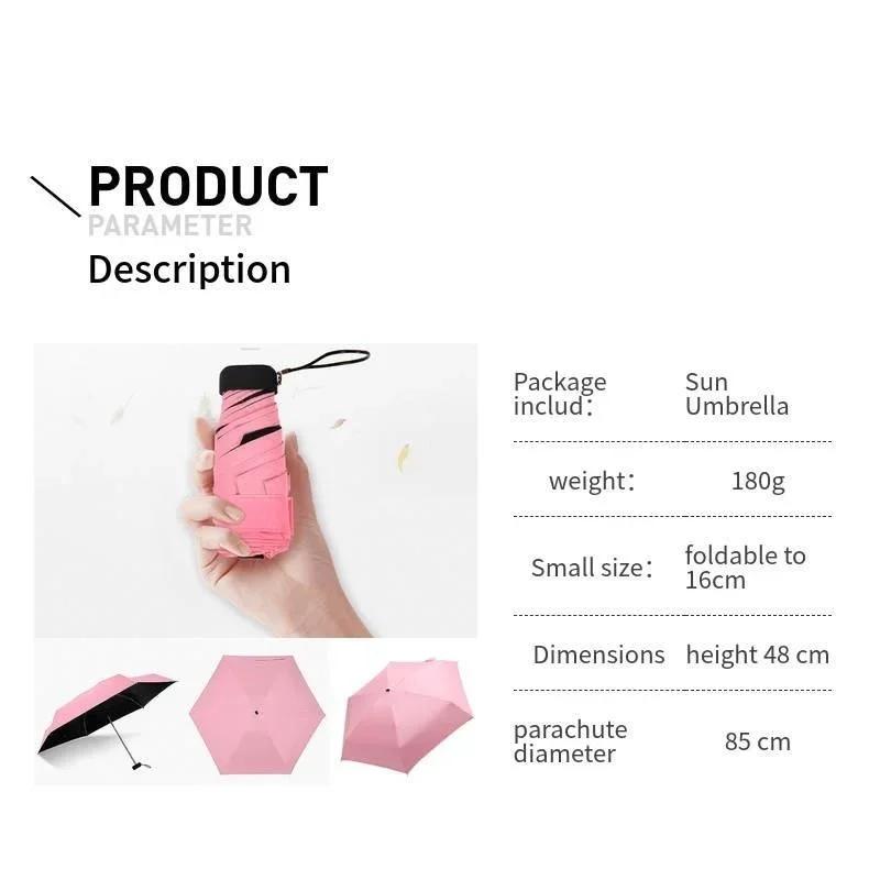 1 шт. мини-карманный зонт от солнца и дождя портативный легкий ветрозащитный 5 складной солнцезащитный зонт