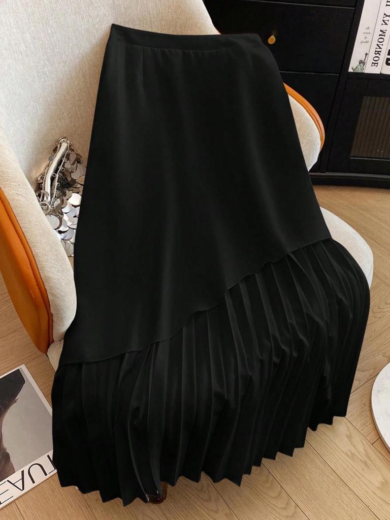 Женская асимметричная плиссированная вязаная юбка большого размера