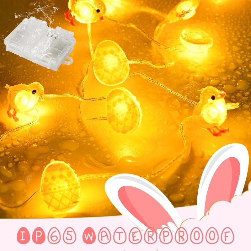 Сказочные огни на открытом воздухе, Пасха, 2 м, 20 светодиодных цыплят, пасхальные яйца, микро-сказочные огни, таймер на батарейках, теплый белый цвет, пасхальное украшение для дома, декор стола