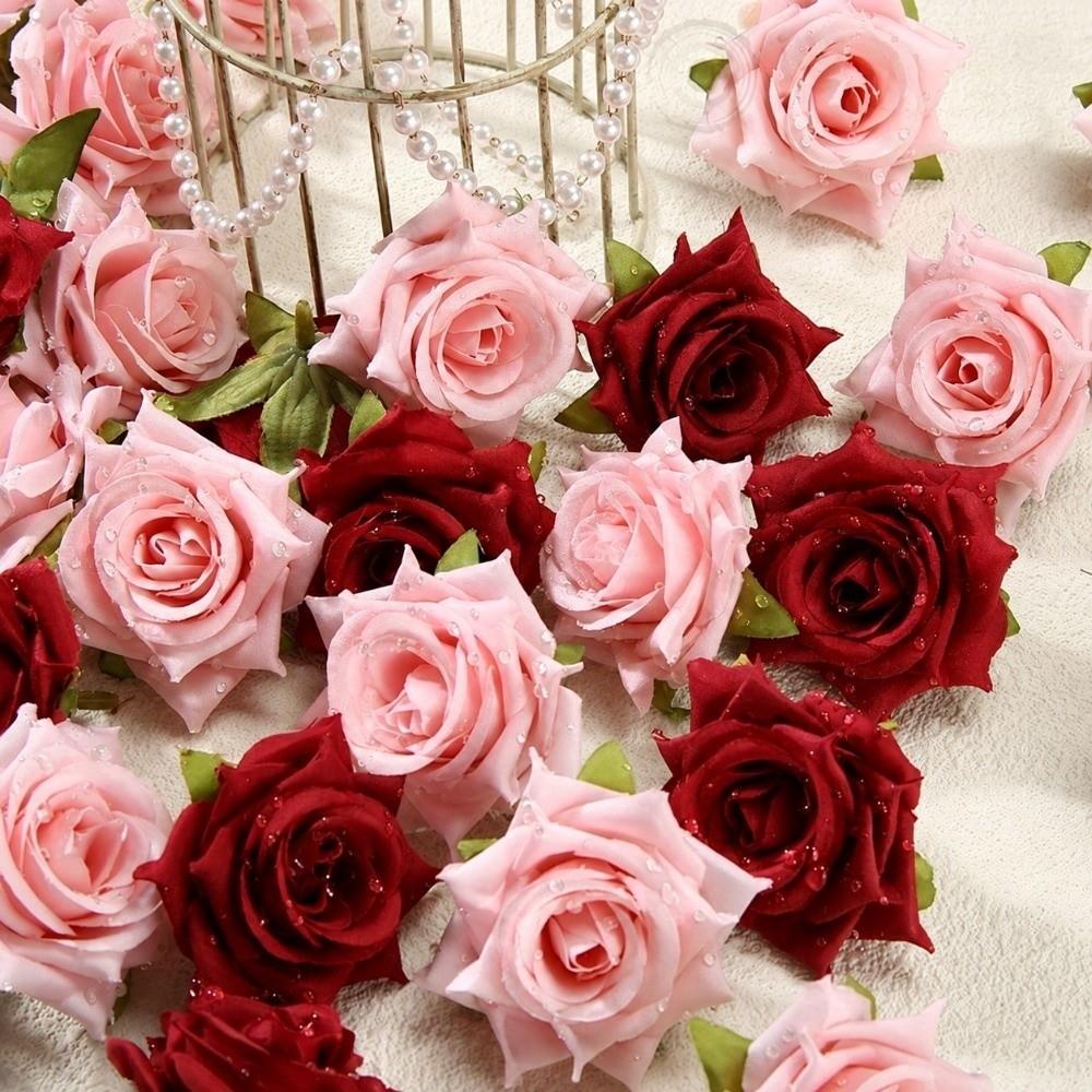 10pcs Pastel Colors Realistic Artificial Rose Heads 3D Elegant Flower Arrangement for Wedding