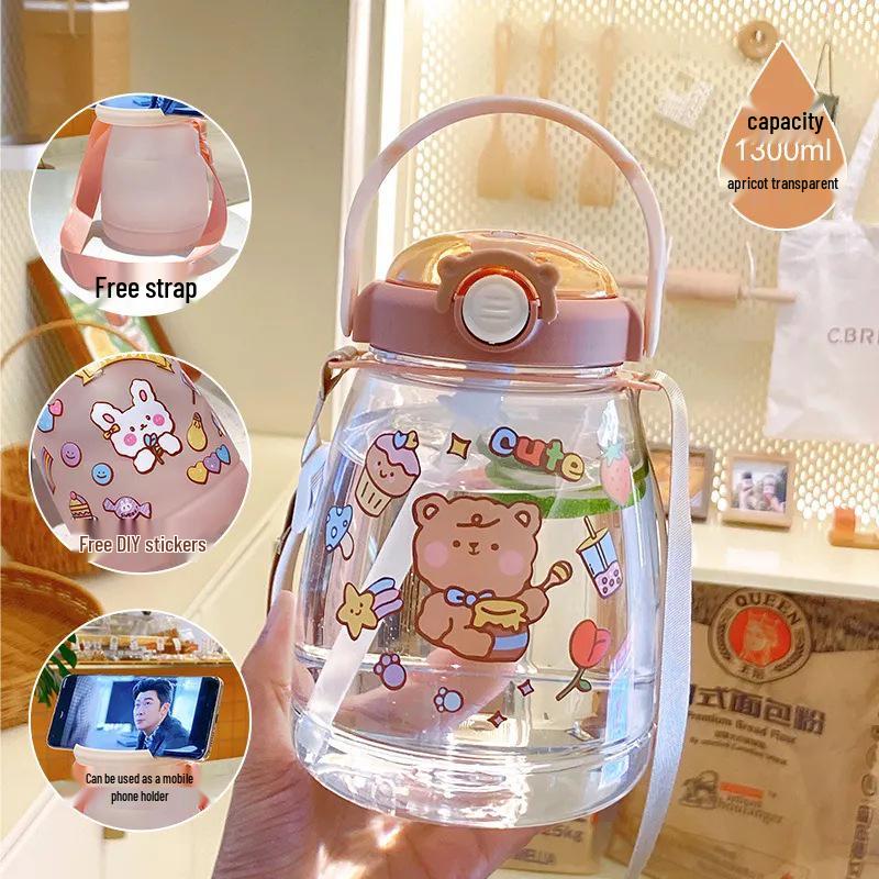 Пластиковый стакан для воды Big Belly с большой емкостью и трубочкой