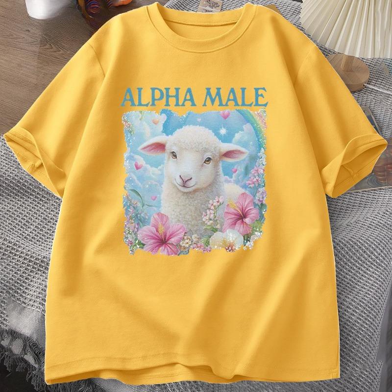 Alpha Male T Shirt Casual Cotton Meme Tshirt Silly Weird Goat Graphic Tee Fashion Short Sleeve O Neck Printed Tshirt Clothing