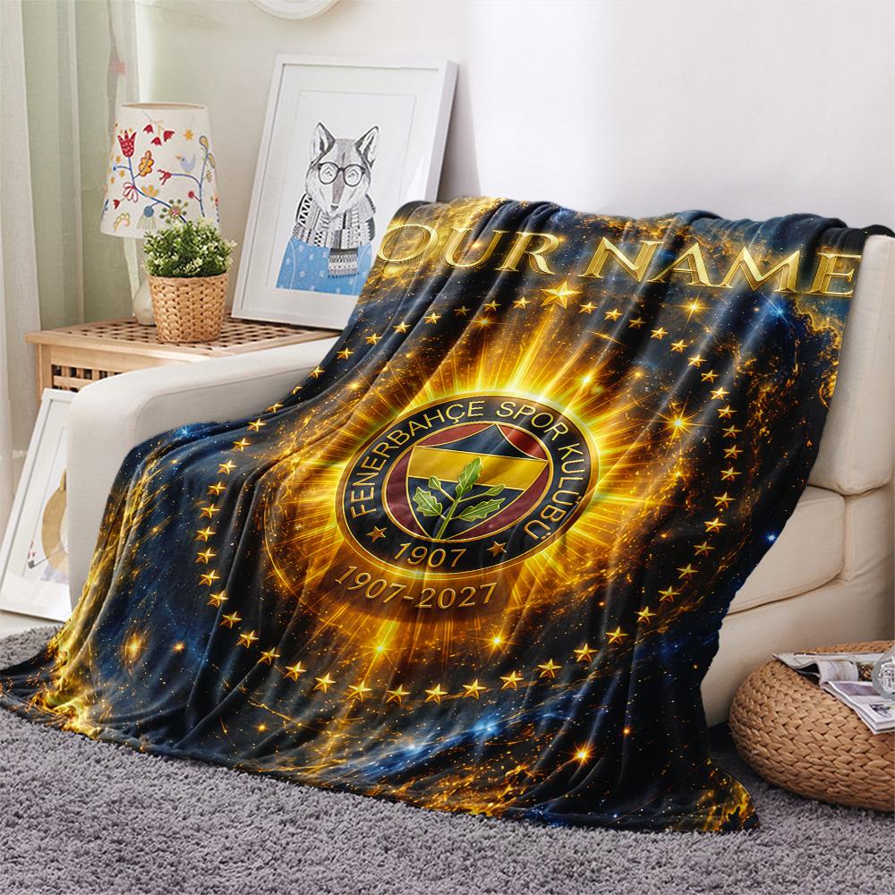 Custom Name Fenerbahçe Flannel Blanket, High quality Comfortable for All Seasons, Home Decor, Warmth and Comfort