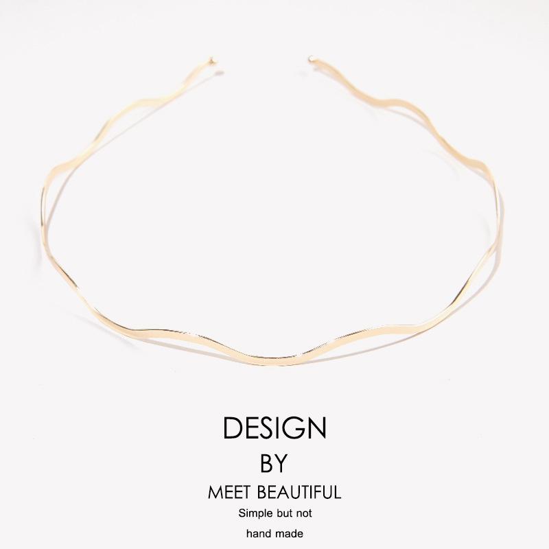 Волнистая Блестящая Металлическая Цветная Повязка на Голову Летняя Новая Модная Повязка для Волос для Женщин Девушек Женская Шикарная Супер Тонкая Блестящая Повязка на Голову Аксессуары для Волос