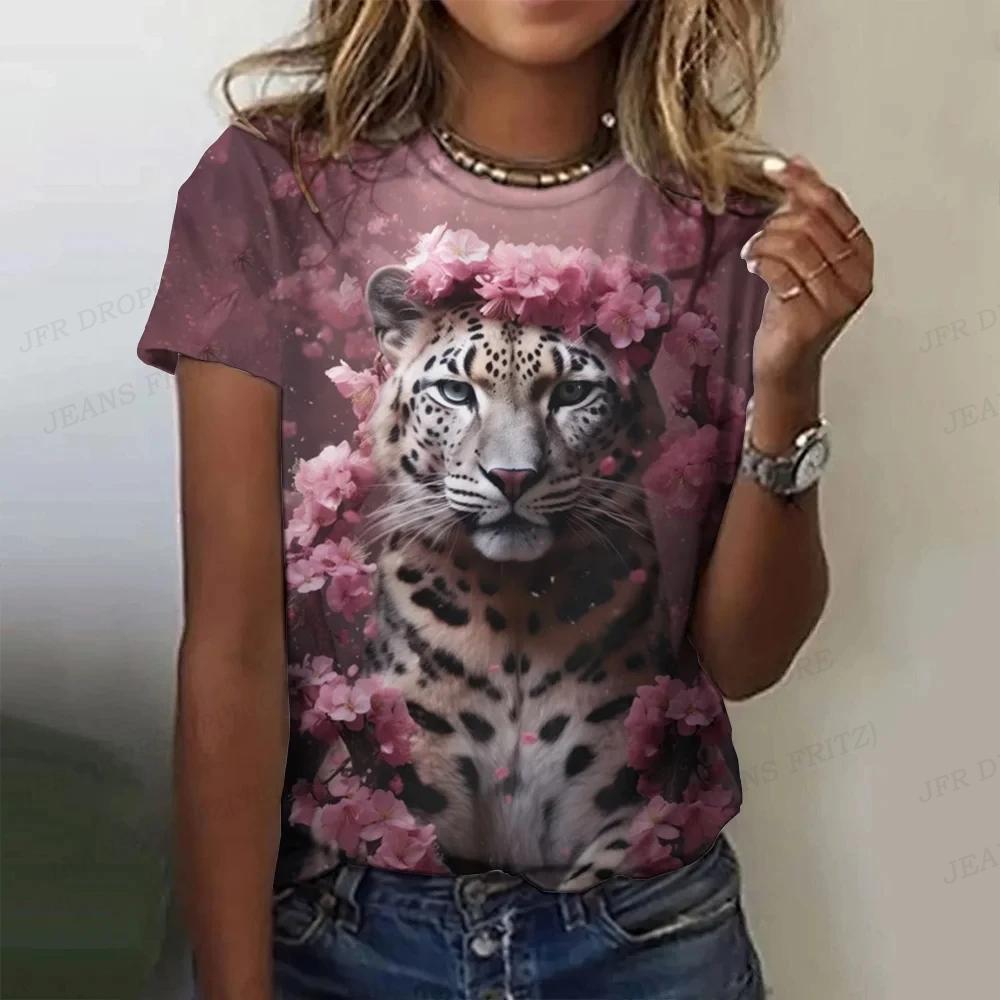 Summer Tiger Pattern T-shirt Animal 3D Printing Women's Casual Short Sleeved Retro T-shirt Y2k Harajuku T-shirt Women's Clothing