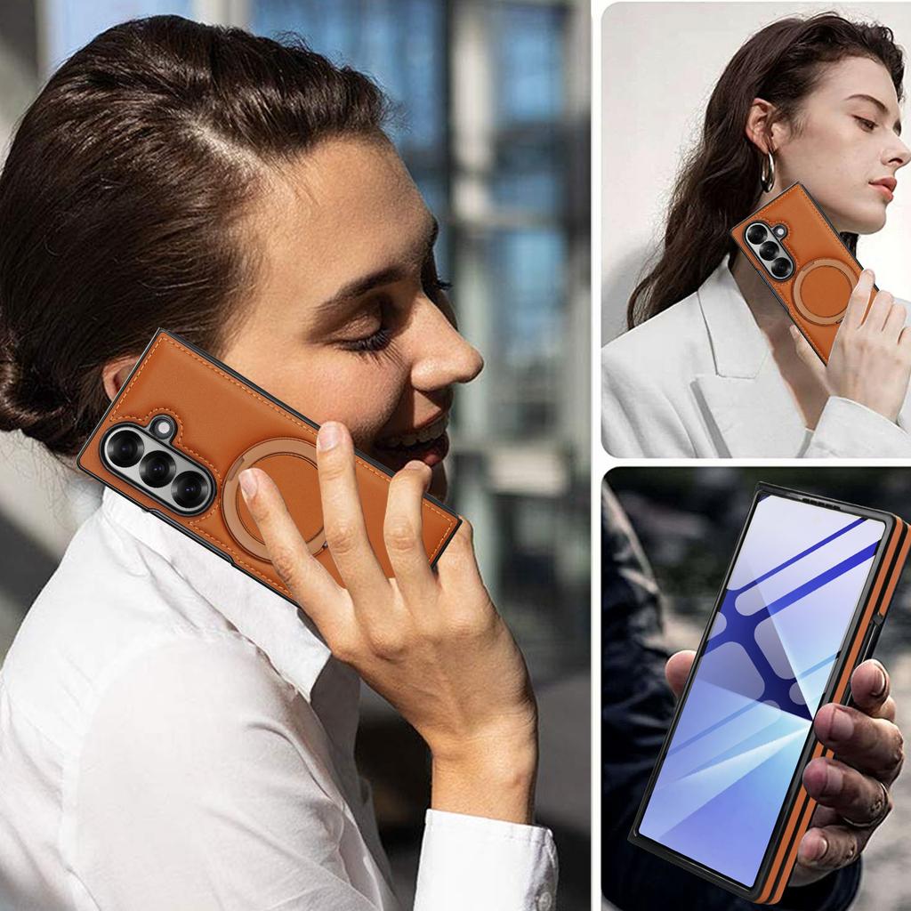 Для беспроводного зарядного чехла Magsafe для Samsung Galaxy Z Fold 7 Fold 6 5 4 3 Магнитная вращающаяся подставка-чехол Пленка из закаленного стекла