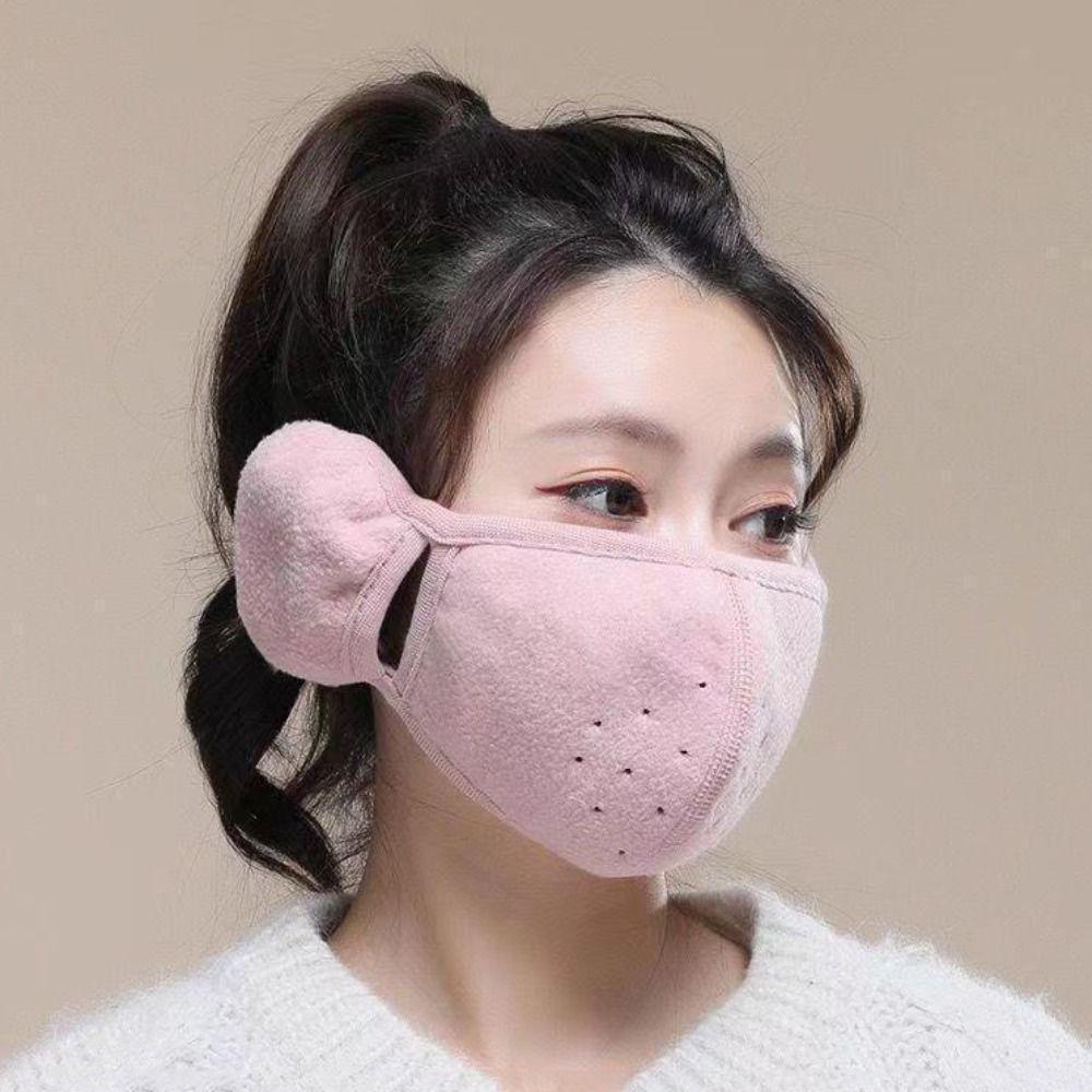 Fleece Earmuffs Mask Thermal Half Face Mask Breathable Earflap Wrap Mask  Riding