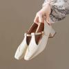 Retro Thick Heel Mary Jane Shoes Women's 2025 Autumn New One-word with Square Head Single Shoes with Skirt Low Heel Grandma Shoes