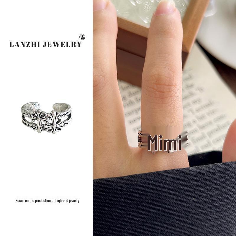 Тайское серебро Женское наборное кольцо - Серебро 925 пробы, Нишевый дизайн, Простые и универсальные украшения