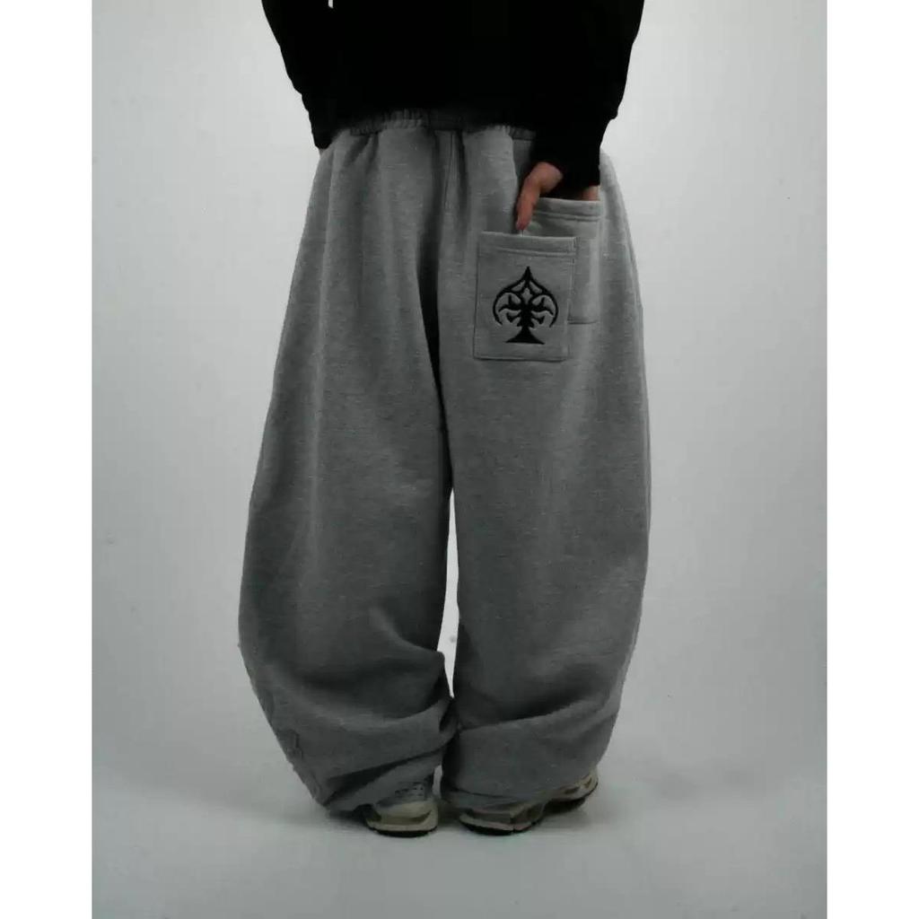 RogueWave Streetwear Y2k Джоггеры с двойной талией, вышитые, свободного кроя, спортивные штаны, мужские и женские, готические, хип-хоп, повседневные штаны