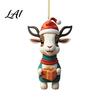 Goat Car Hanging Ornaments 2D Acrylic Inch Farm 3.15 Christmas Ornament Animal Xmas Tree Lightweight Crafts Decoration for Rear View Mirror