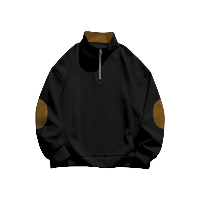 Осенняя толстовка мужская уличная повседневная вышивка цветные блоки воротник стойка длинный рукав толстовка