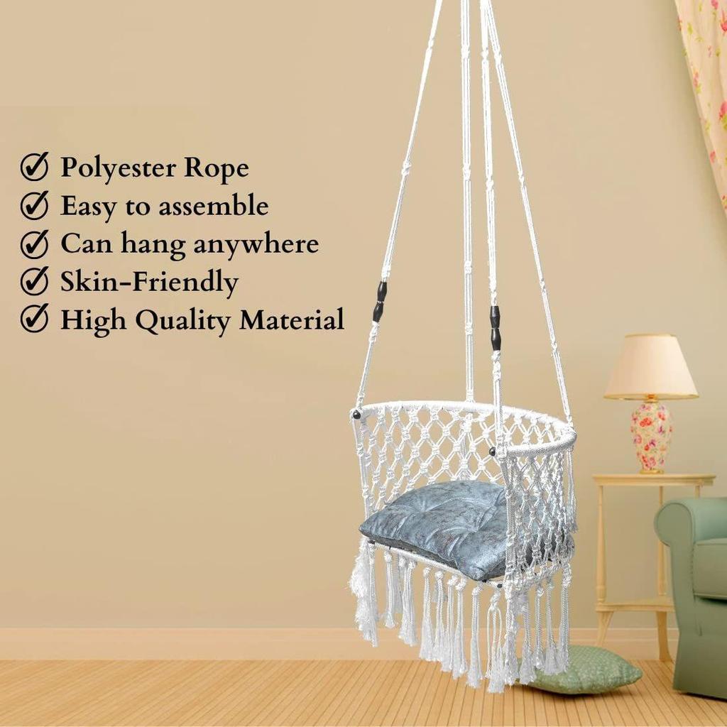 Sinfgle Seater Polyester Premium C Shape Swing For Adults/Kids For Home/Balcony, Garden/Hammock Hanging Swing Chair