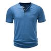 Men's Summer Solid Color Pocket T-Shirts Button Henry Collar Casual Daily Office Short Sleeve Top Tees Hip Hop Streetwear Tee