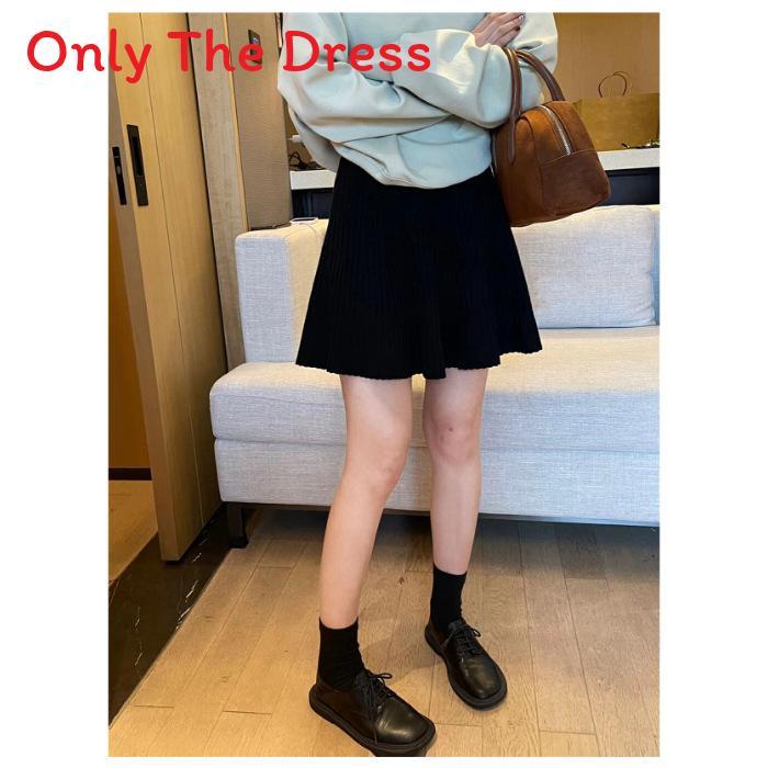 Elegant Knit Pleated Skirt For Women With Elastic Waist For Office Wear