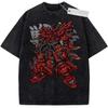 Летняя мужская черная стираная футболка Mobile Suit Gundam Красный Самурай Меха Золотой Меч Высококачественная ткань для повседневной носки