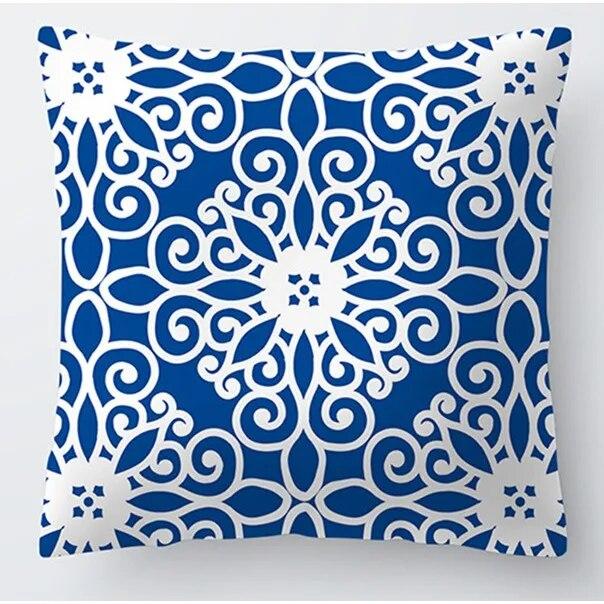 Blue Geometric Pillowcase Sea Life Sofa Cushion Cover Living Room Bedroom Pillow