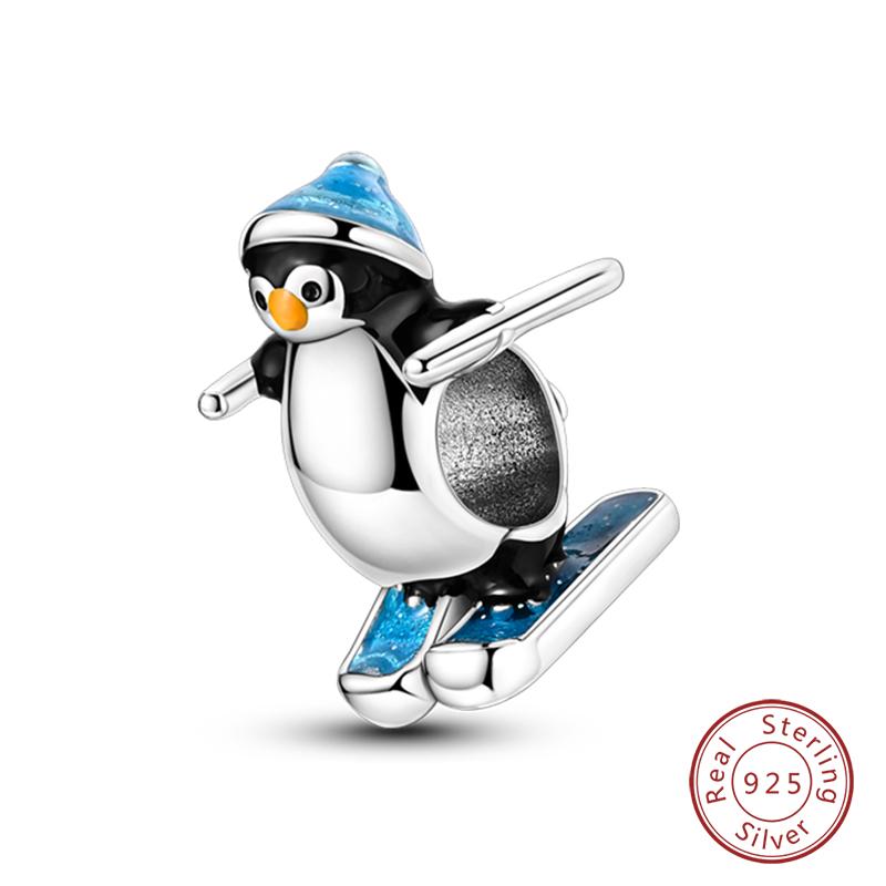 Copper Lovely Animal Cat Squirrel Penguin Heart Zircon Charms Beads Fit Qikaola Original Bracelets Fine Diy Jewelry