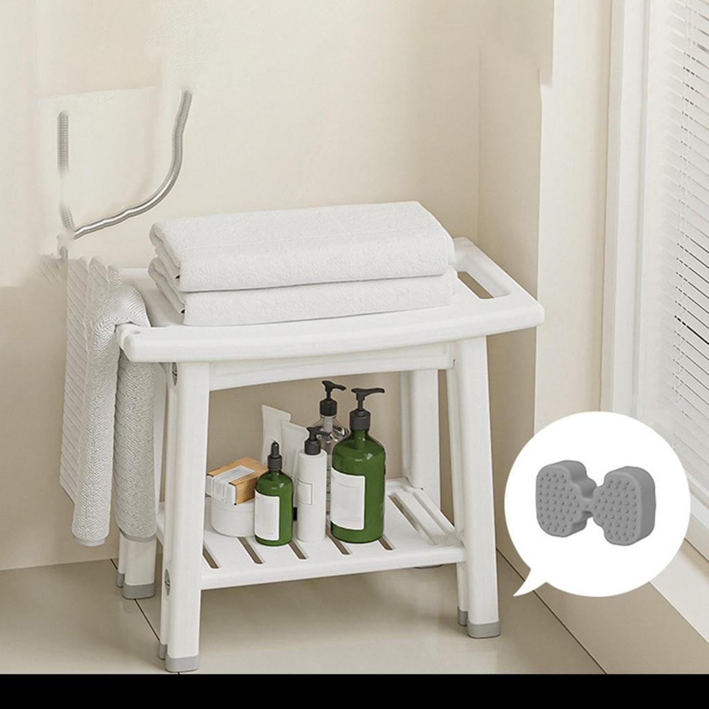 Corner Shower Stool Bench Seat Spa Bath Chair with Storage Shelf Organizer Resistant Easy