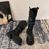 Мода винтажные рыцарские женские ботфорты до колена модные слипоны длинные ботильоны осень зима платформа каблуки женская обувь