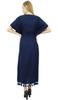 Women's Navy Blue Rayon Solid Tassel Kaftan Kimono Long Maxi Dress -
