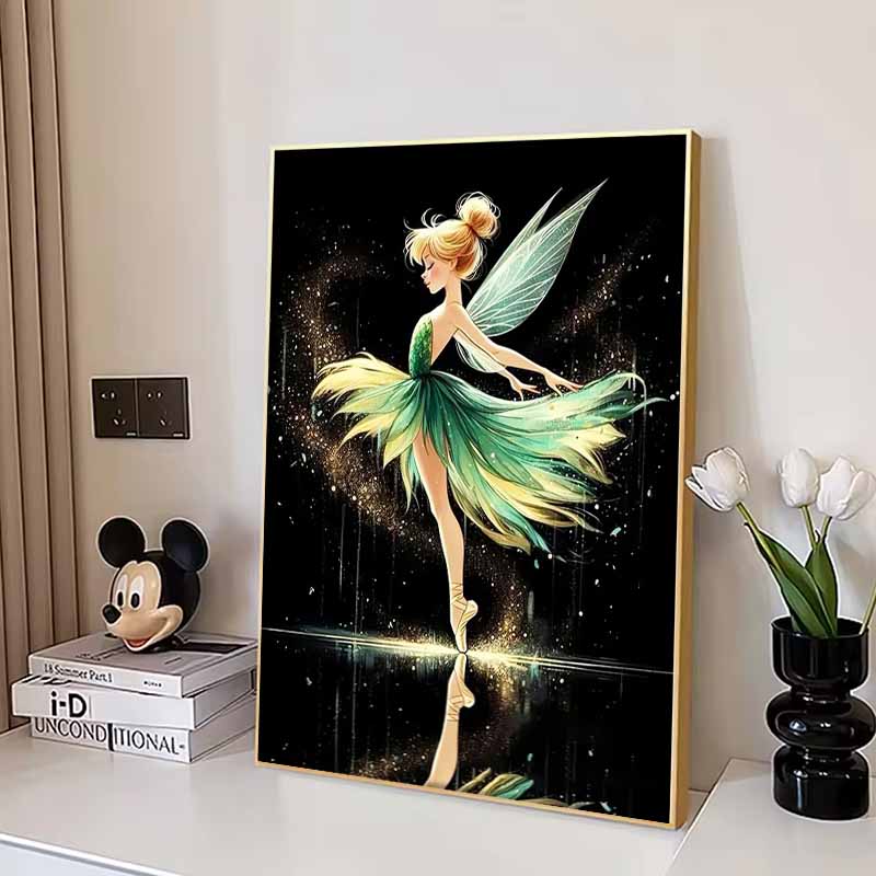 Disney 5D DIY Diamond Painting Tinker Bell and BalletStyle Art Illustration Full Round Diamond Mosaic Cartoon CrossStitch ArtPaintingforHomeDecoration