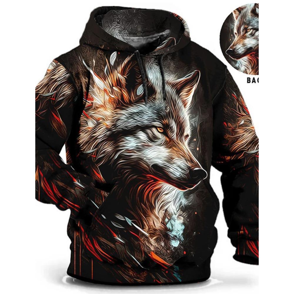 Men's Unisex Hoodie Fashion Pullover Hoodie Sweatshirt Hooded Animal Wolf Lion Dragon Tiger Print Daily 3D Print Casual Hoodies