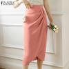 ZANZEA Весенние женские однотонные длинные юбки с нерегулярным подолом