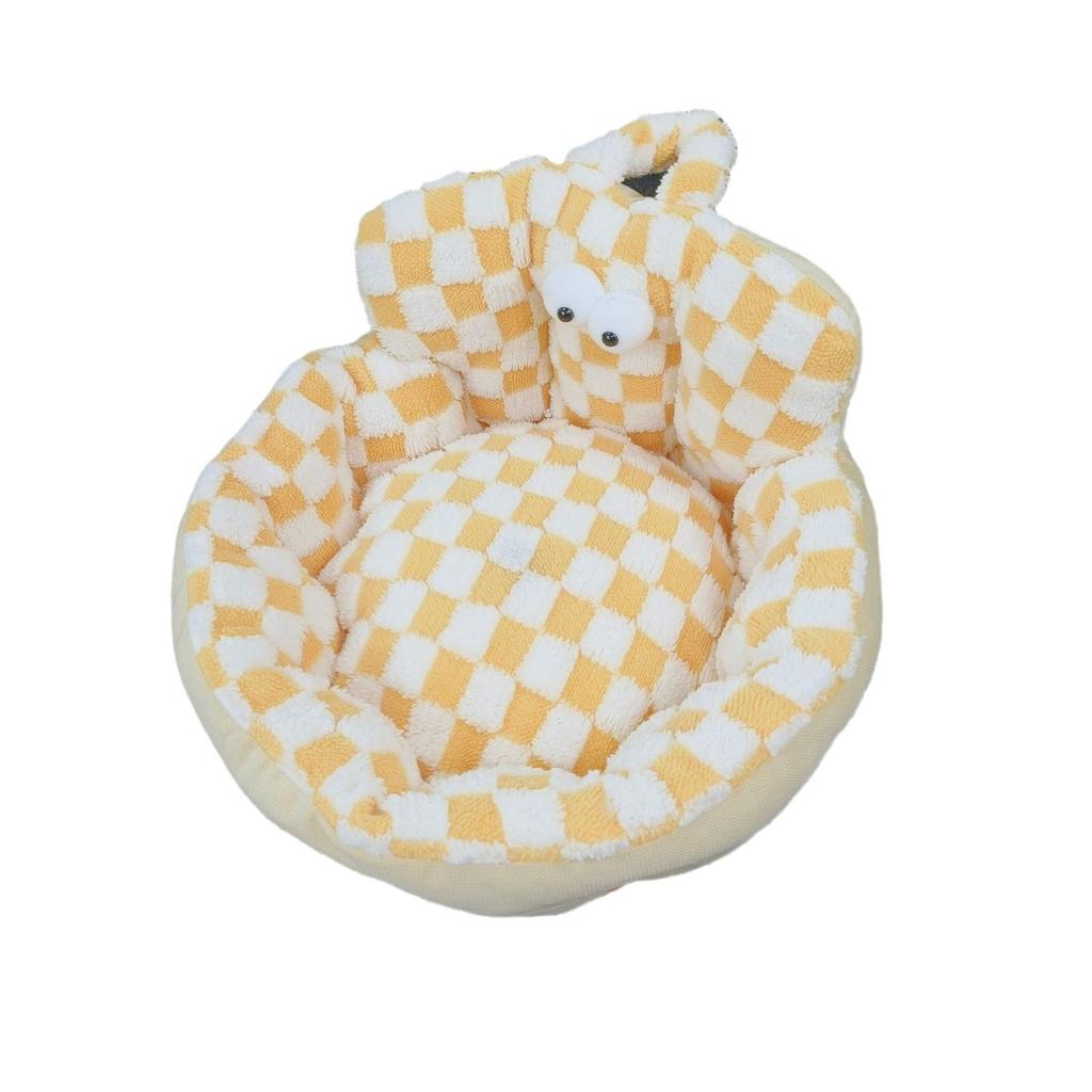 Диван-гнездо Big Eyes Checkerboard Round Nest Bed Pet Bed Cat Bed Dog Bed Pet Laugh Universal Small and Medium Size for All Seasons