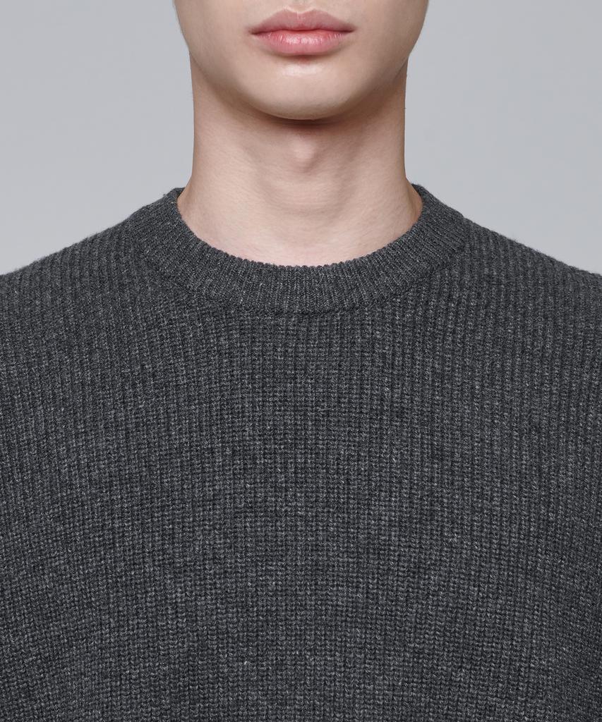 MUSINSA STANDARD Oversized Ribbed Crew Neck Knit [Medium Grey]
