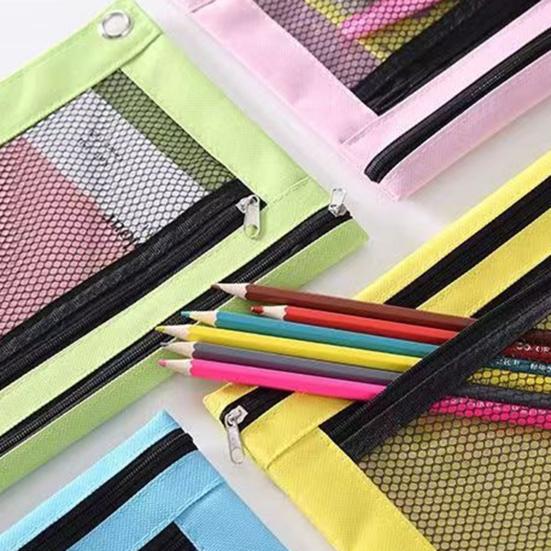 Сумка-карандаш большой емкости с сетчатыми окнами на молнии, сумка для хранения канцелярских принадлежностей, сумка для карандашей для дома, школы