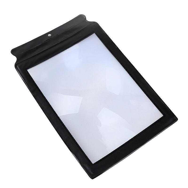 Handheld A4 Magnifier with Black Frame and Soft Surface for Elderly Reading, 3x PVC Fresnel Lens, Portable.