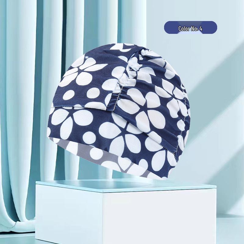 Женская купальная шапочка большого размера с цветочным плиссе - Неплотная посадка, однотонная, модный тканевый дизайн
