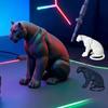 Фигурка Пантеры 3D Печать Черно-Белая Фигурка Дикой Природы Коллекционная Скульптура Животного для Украшения Дома Офиса Стола