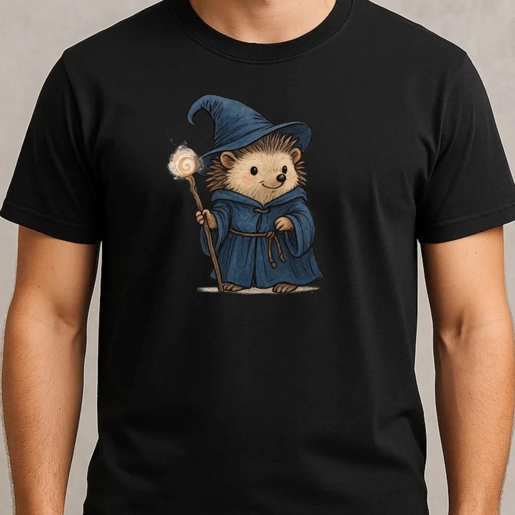 T-Shirt Herren Zauberer Igel Motiv Baumwolle Größe S bis 5XL