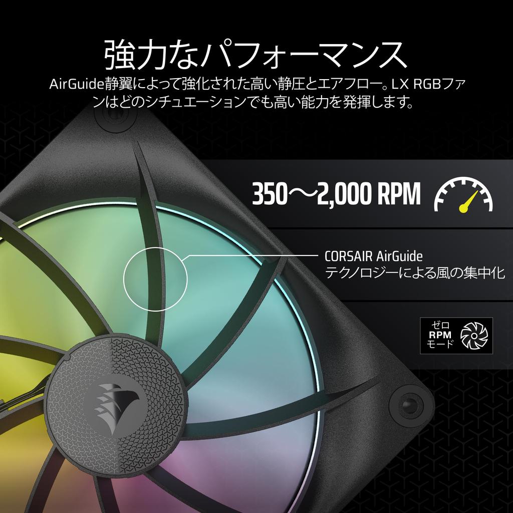 Комплект расширения CORSAIR iCUE LINK LX140 RGB, 140-мм PWM вентилятор для корпуса ПК с двойной световой петлей, одинарная упаковка, черный (CO-9051027-WW)