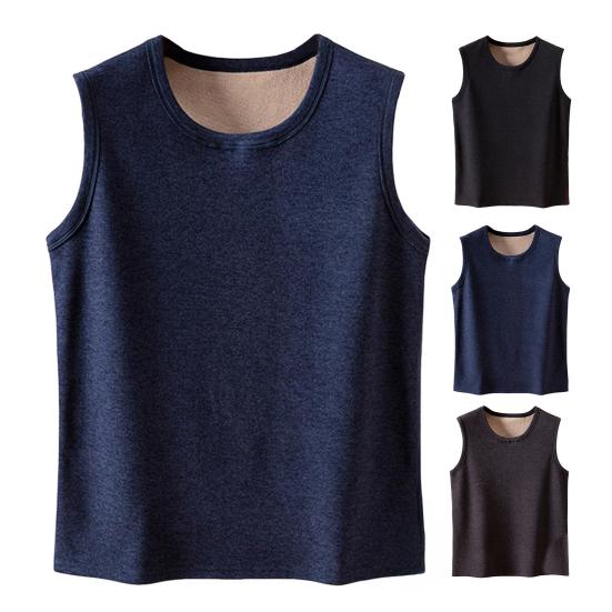 Men Thermal Tank Top Warm Fleece Lined Undershirt Sleeveless Crew Neck Base Layer Shirt Thickened Vest for Autumn And Winter