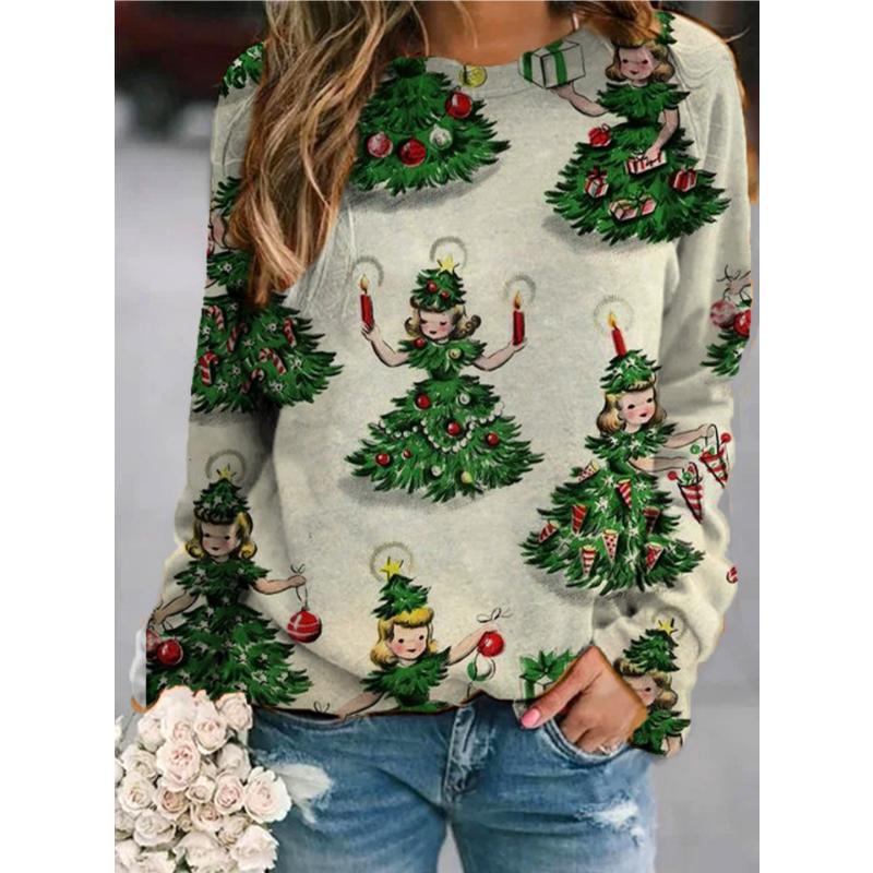 Повседневные свободные женские топы с круглым вырезом, новый 3D растительный цветочный принт, осенне-зимняя мода, реглан, длинный рукав, большой размер, пуловер