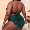Женский купальник-бикини больших размеров с леопардовым принтом на спине, со шнуровкой на бретелях, с высокой талией, пуш-ап, раздельный купальник, летний женский купальный костюм
