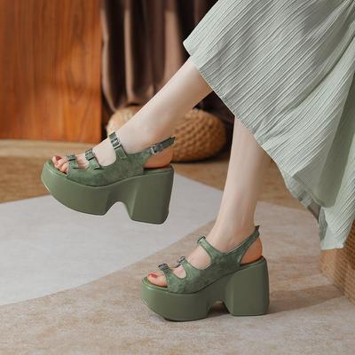 Модные пляжные сандалии на толстой подошве для женщин на лето Простые и универсальные босоножки на высоком каблуке для женщин