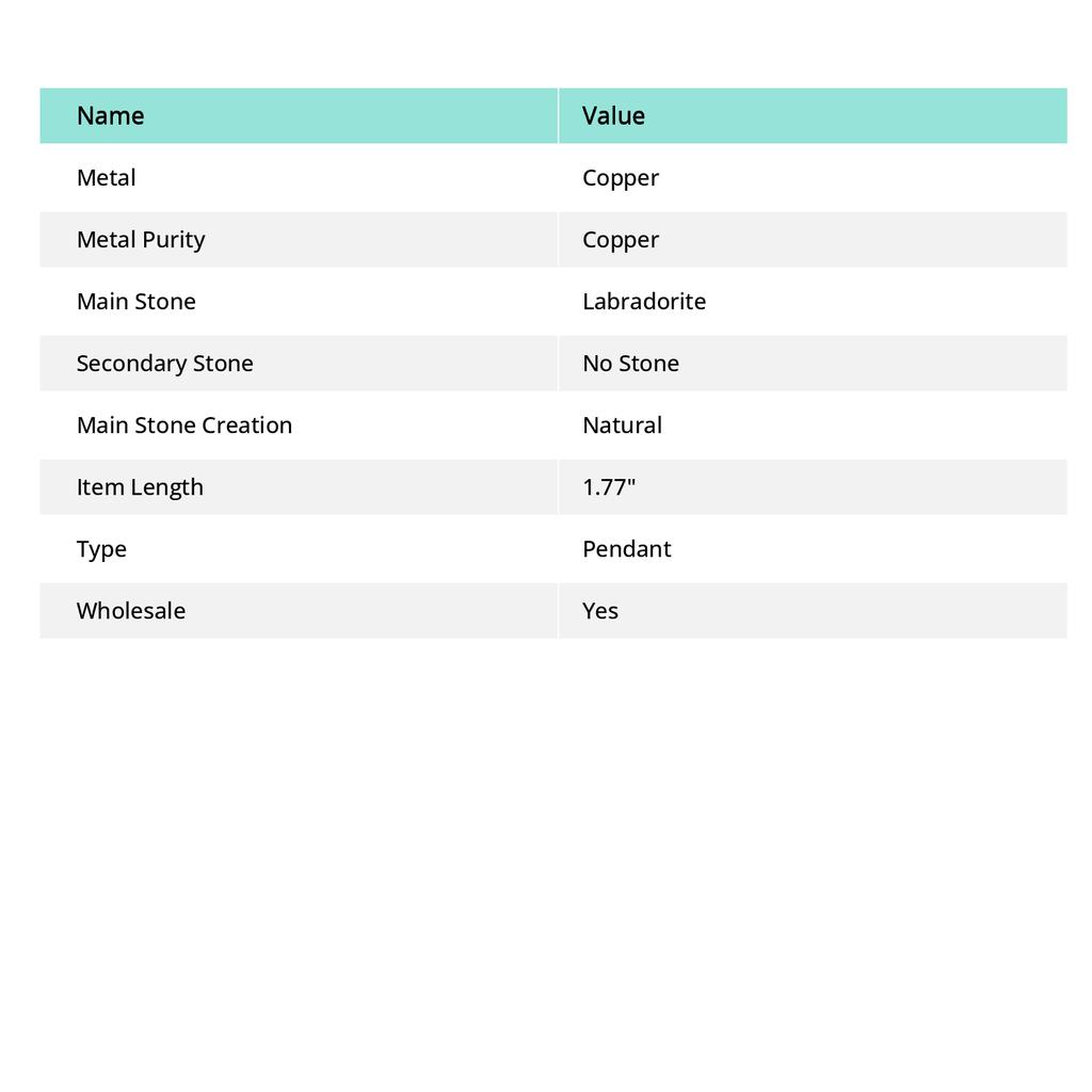 Labradorite Handmade Copper Wire Wrap Jewelry Pendant 1.77" H6k12