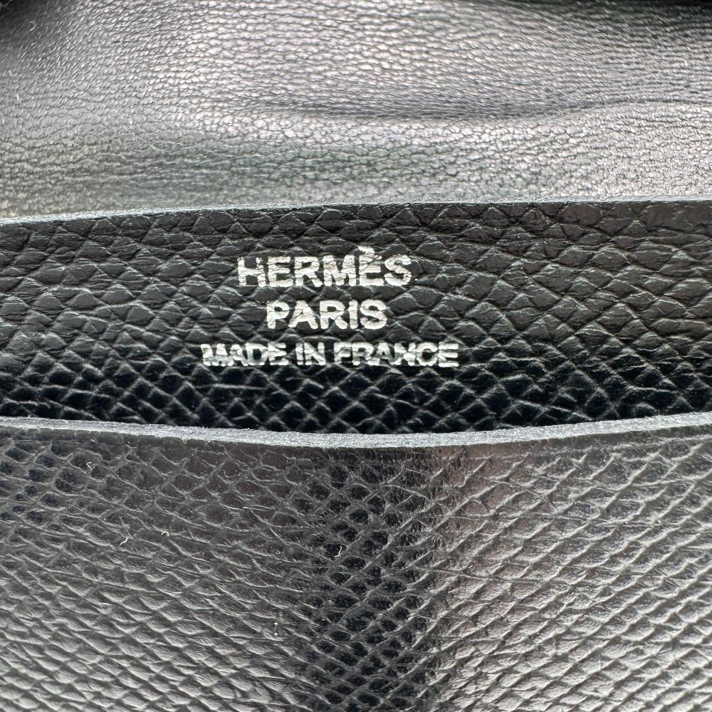 Hermes Кожаный чехол для карт из бобовой кожи черный кожаный унисекс Б/У