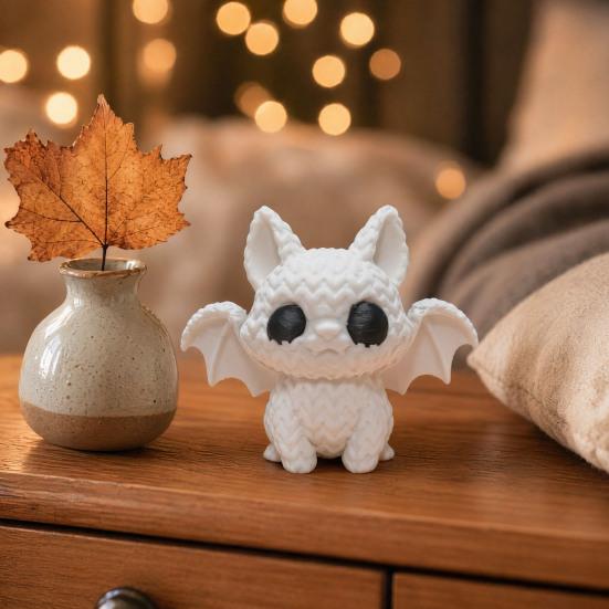 Umbra Studio Festive Halloween Ornament, Knitted Texture Bat Cat Design Figure, Mini Size Sculpture for Party Desk Shelf Decor