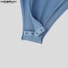 INCERUN Men Mockneck Long Sleeve Fitted Jumpsuits Solid Romper Bodysuits