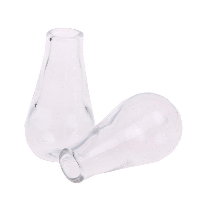 2Pcs 1:12 Dollhouse Miniatures Glass Vase Model Doll House Accessories Decor Toy