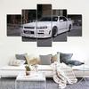 Настенное искусство на холсте, 5 шт., плакаты с белыми спортивными автомобилями, модульный декор для дома, картины, принты, современные украшения для гостиной, картины без рамки