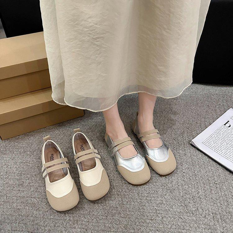 Flat Bottom Mary Jane Single Shoes Women's 2024 Summer New Casual Yuantong Shallow Mouth Single Shoes Retro Soft Sole Doudou Shoes Women